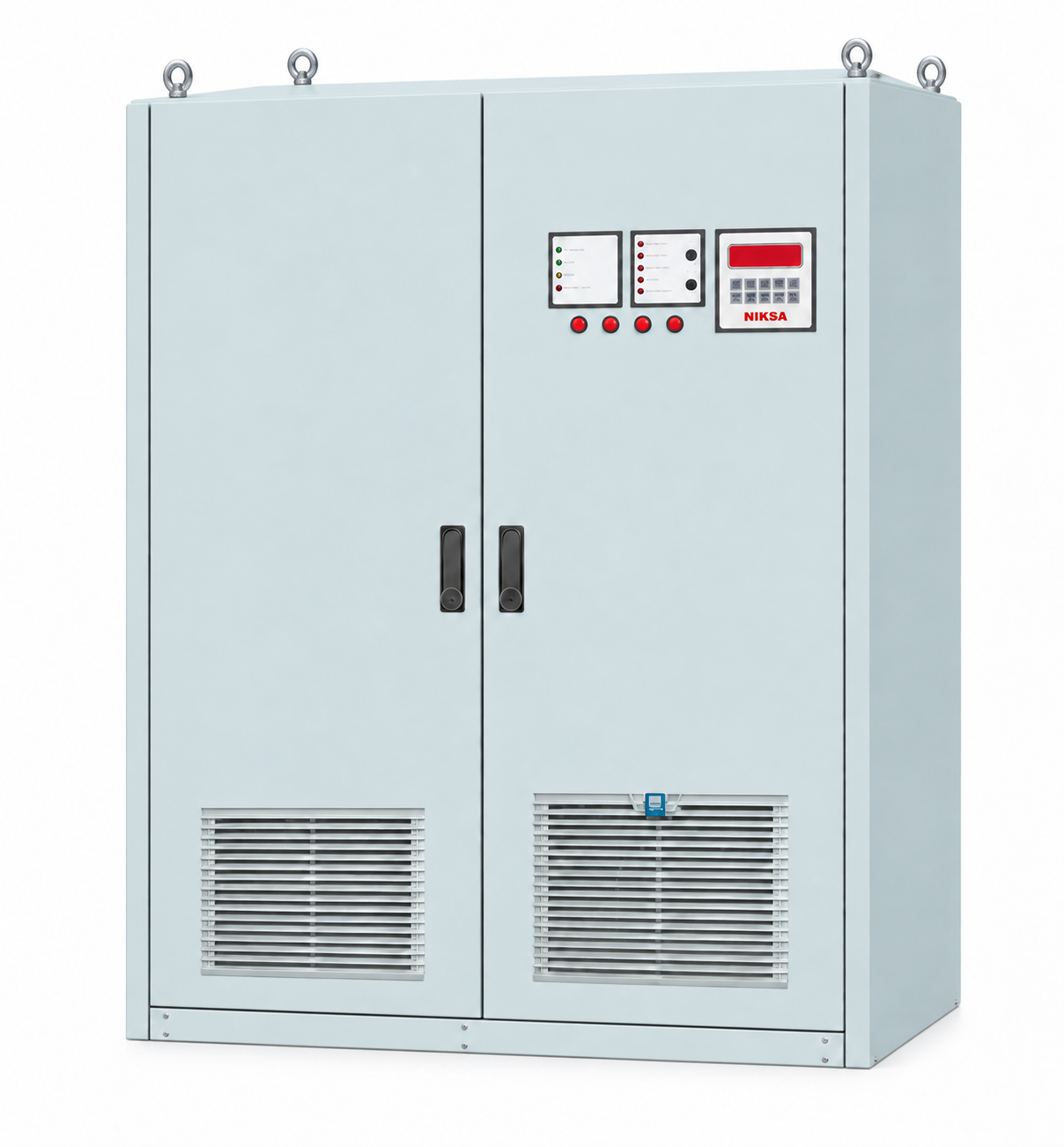 Avatec rectifier and battery charger cabinet with lifting eye bolts
