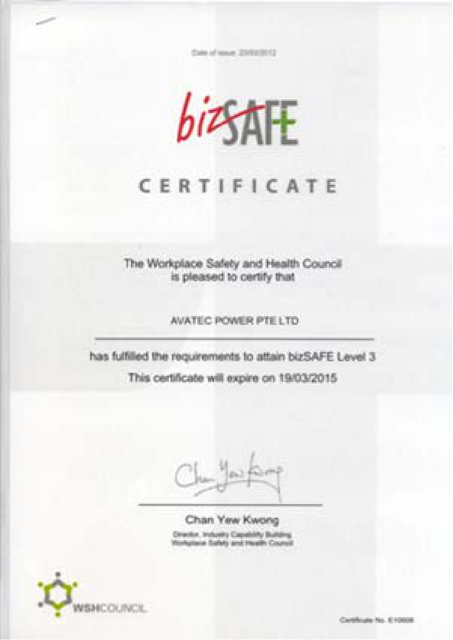 BizSAFE certificate