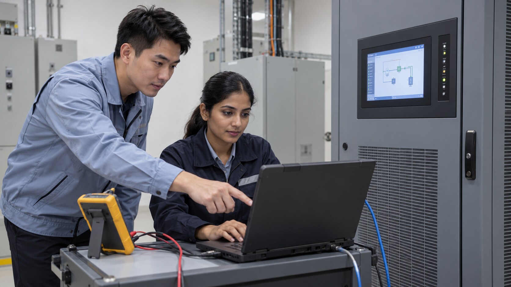 Singaporean and Indian engineers establishing a controlled OT configuration baseline