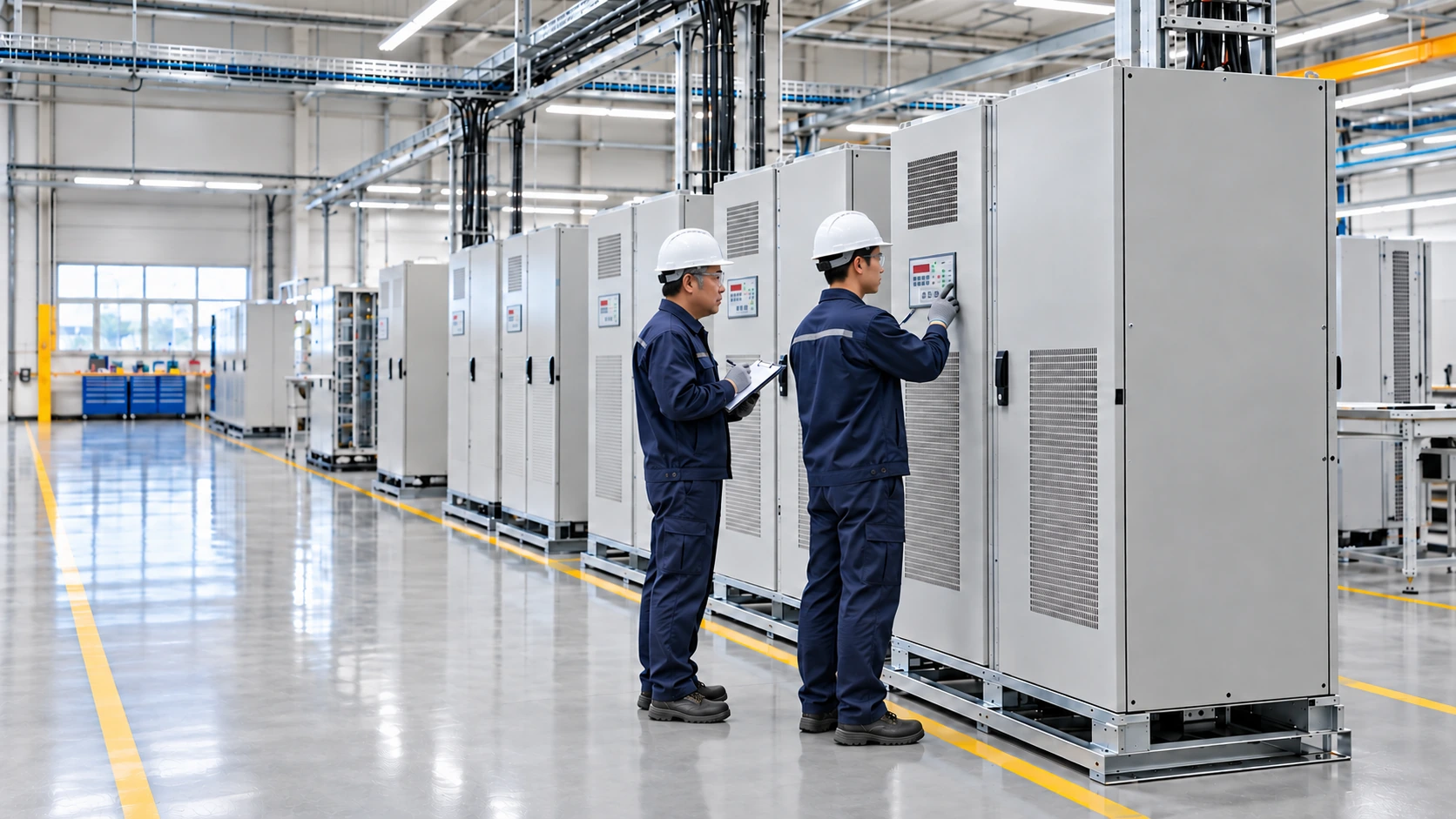 Avatec industrial power equipment undergoing a controlled factory safety inspection
